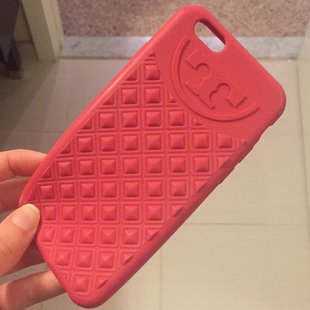 Gently used silicone red Tory Burch iPhone 6 case